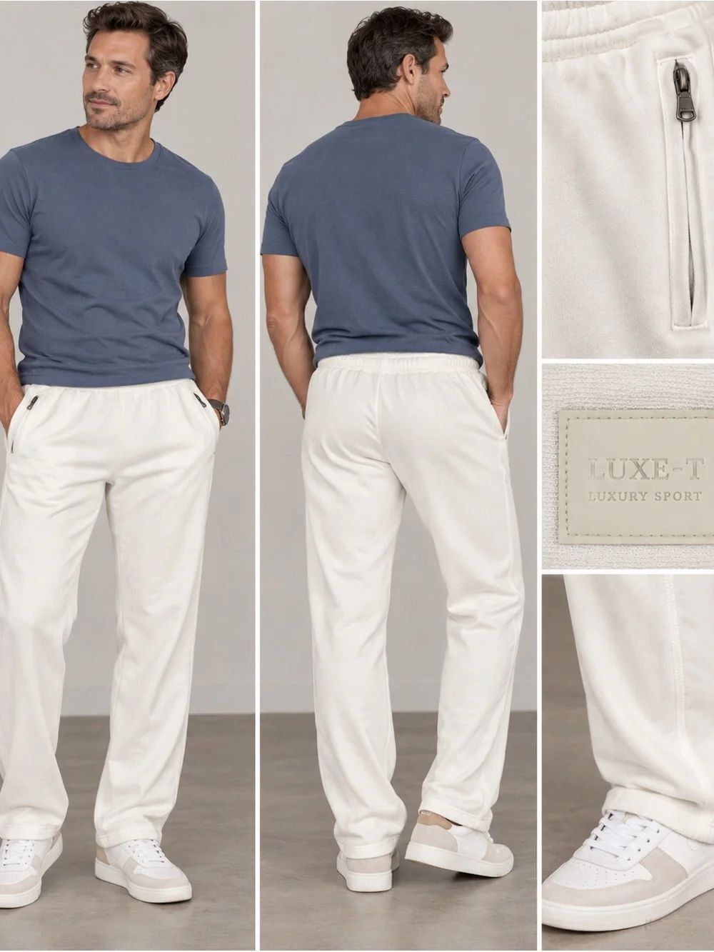 Luxe-T Sports Men’s Cream Casual Jogger Pants